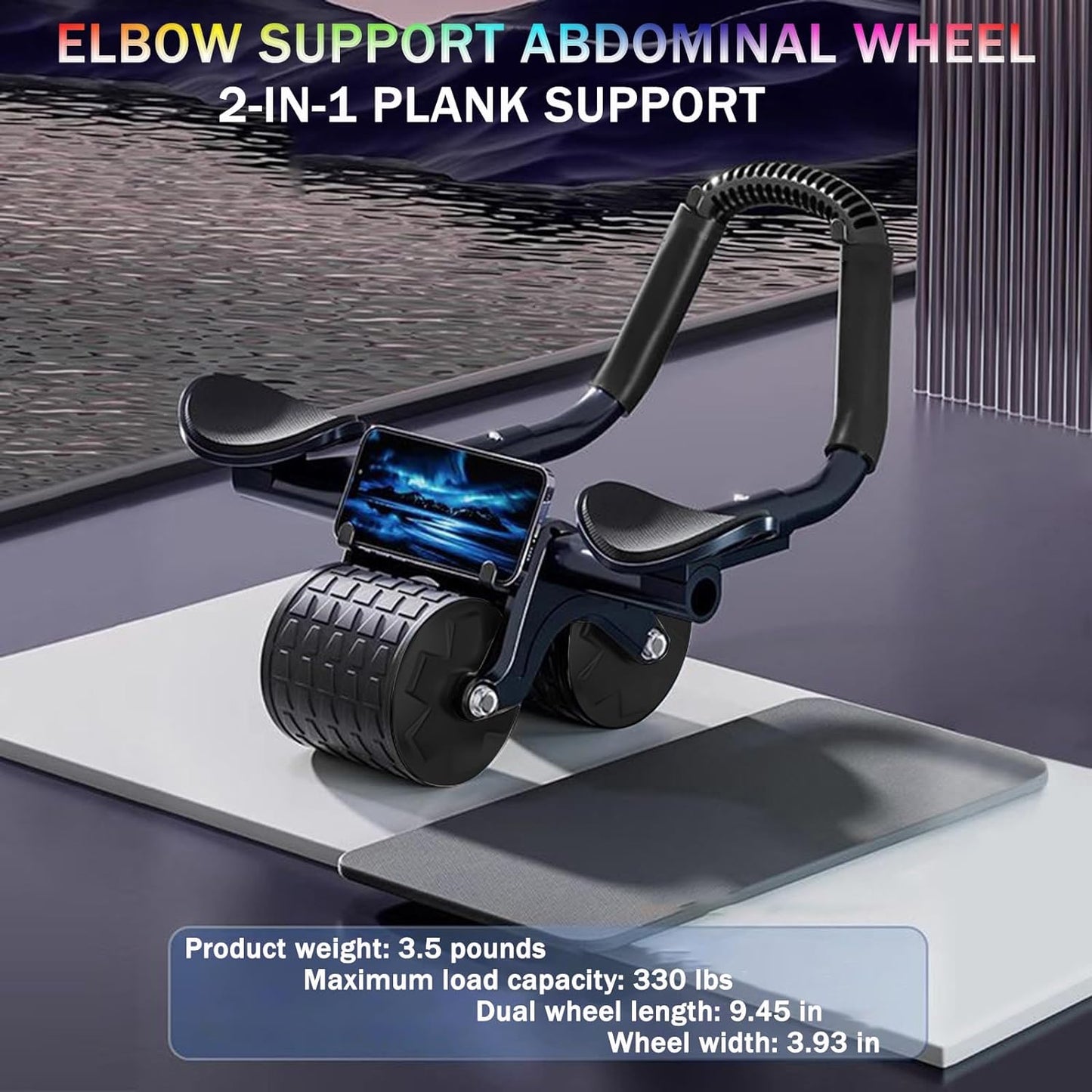 2023 New Ab Roller Wheel with Knee Mat &Timer, Automatic Rebound Abdominal Wheel, Ab Abdominal Exercise Roller with Elbow Support, Abs Workout Equipment Ab Exercise Roller for Women Men